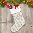 Rustic Hand Drawn Green Pine Tree And Red Berries Pattern Christmas Stocking