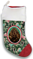 Cocker Spaniel Chocolate Christmas Stocking Christmas Gift Red And Green Tree Candy Cane