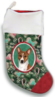 Basenji Red And White Christmas Stocking Christmas Gift Red And Green Tree Candy Cane