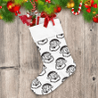Funny Santa Claus Head Black White Design Christmas Themed Christmas Stocking