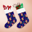 Monkey In Red Christmas Hat On Blue Background Christmas Stocking