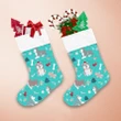 Light Blue Christmas With Cute Cheerful Husky Puppies Christmas Stocking
