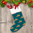 Rustic Style Orange Cars With Green Fir Trees Pattern Christmas Stocking