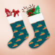 Rustic Style Orange Cars With Green Fir Trees Pattern Christmas Stocking