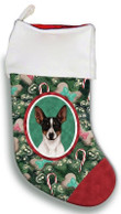 Rat Terrier Tri Christmas Stocking Christmas Gift Red And Green Tree Candy Cane