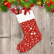 Red Winter Theme With Tree Bracnhes And Snowflakes Illustration Christmas Stocking