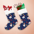 Elephant In Winter Costume On Deep Blue Christmas Stocking