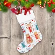 Lovely Animals With Christmas Red Scarf Cartoon Pattern Christmas Stocking