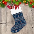 Christmas Knitted Pattern With Santa Clauses Snowflakes And Scandinavian Ornaments Christmas Stocking