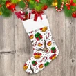 Cute Deer Face With Candy Cane Gift Boxes And Bells Christmas Stocking
