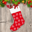 White And Red Gifts Box Hand Drawn Doodle Style Christmas Stocking