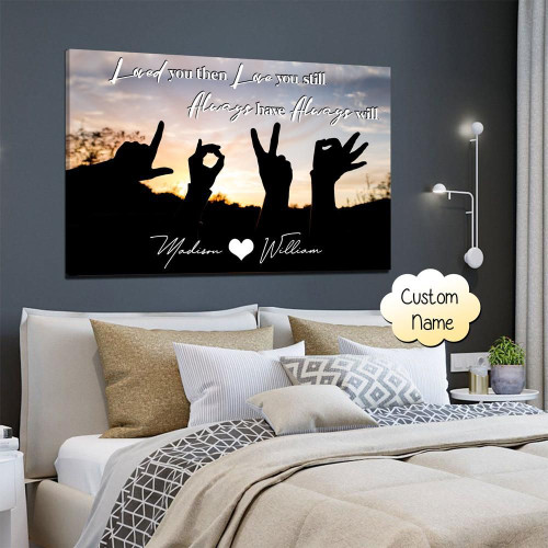 Hand Sign Horizontal Canvas - Gift for couple Valentine Gift Ideas