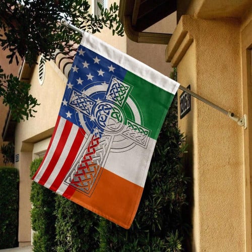 Irish American Celtic Cross Flag - Garden Flag - Double Sided House Flag - Indoor Outdoor Decor
