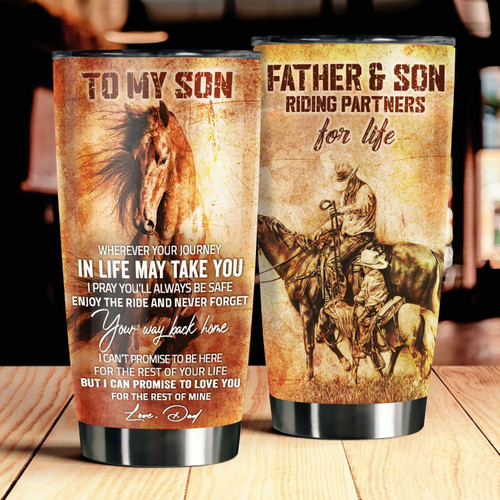 To My Son - I Pray You'll Always Be Safe Stainless Steel Tumbler Cup 20 oz - Travel Mug - Colorful