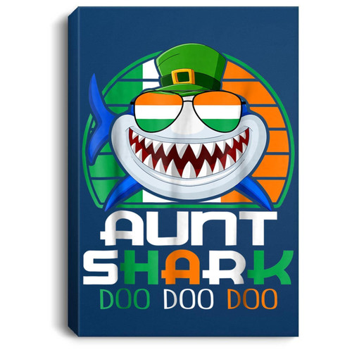 Aunt Shark Funny St. Patrick' Day Gift Family Portrait Canvas