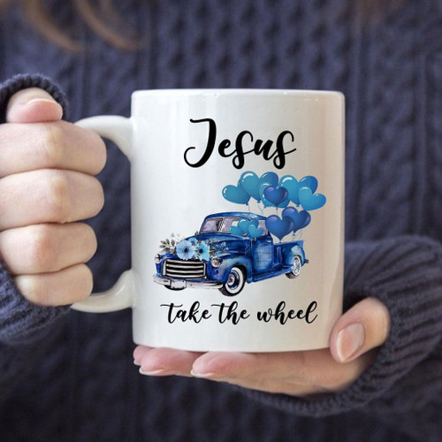 ( Blue) Jesus Take The Wheel Coffee Mug