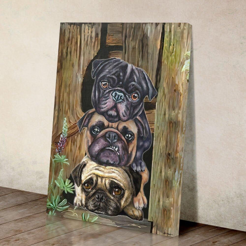  Pug Dogs Matte Canvas Wall Art Decor
