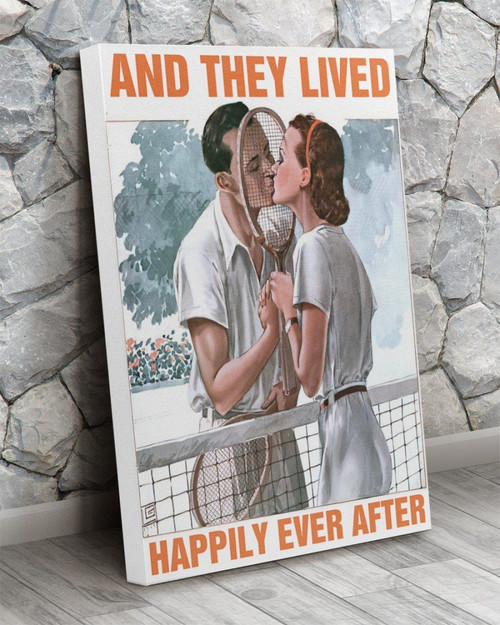 And They Lived Happily Ever After Tennis Love Vertical Matte Canvas Wall Art Decor