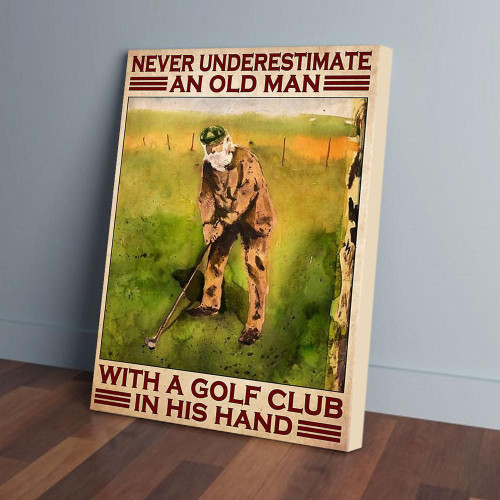 An Old Man With A Golf Club In His Hand Painting Art Matte Canvas