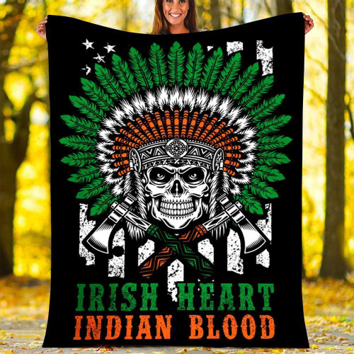 Irish Heart Indian Blood Gift Fleece Blanket