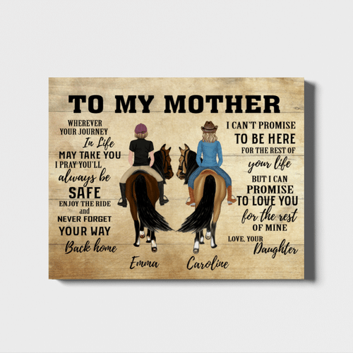 [Personalized Name] Riding Horse Mother And Daughter Landscape Canvas Personalized Gift For Mom