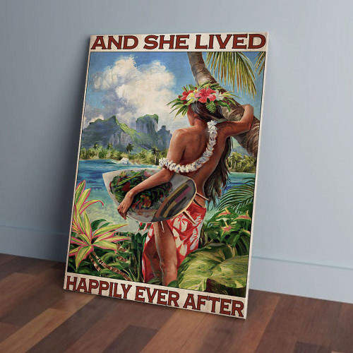 And She Lived Happily Ever After Hawaii Girl Surfing Matte Canvas