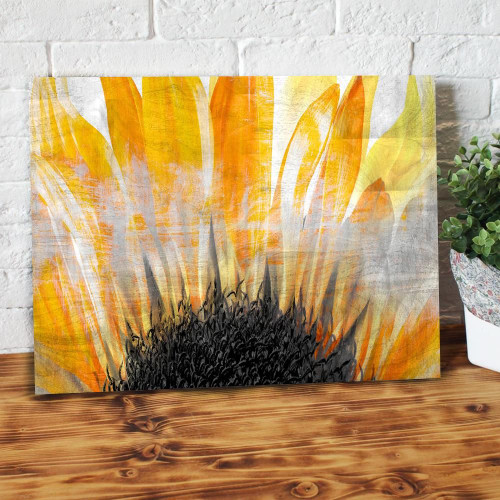 A Half Of Big Sunflower Art Wood Frame Flower Matte Canvas