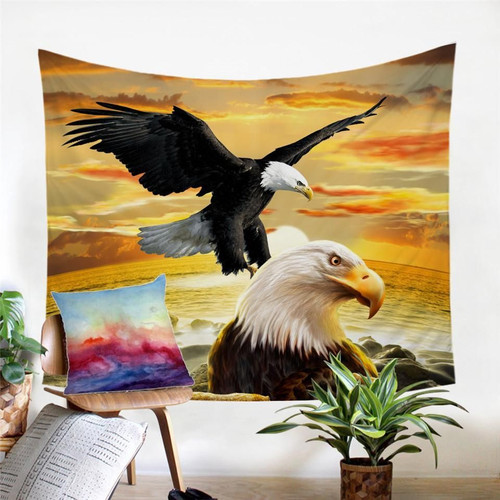 3D Bald Eagles Tapestry Wall Hanging Room Decor