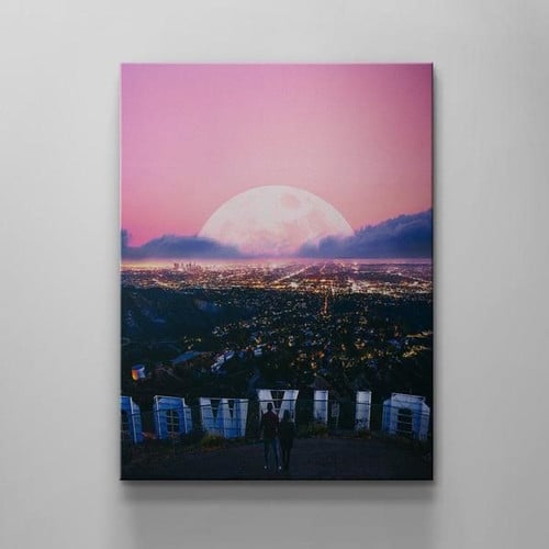 Hollywood Over Looking View Dream Motivational Canvas Print - Wall Art Decor