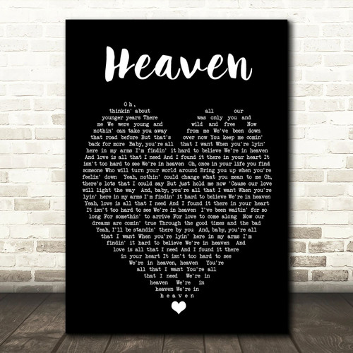 Heaven Bryan Adams Black Heart Quote Song Lyric Print - Canvas Print Wall Art Decor