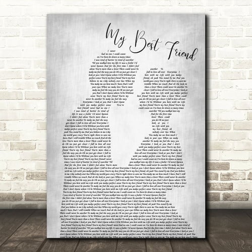 Tim McGraw My Best Friend Grey Song Lyric Man Lady Bride Groom Wedding Print - Canvas Print Wall Art Decor