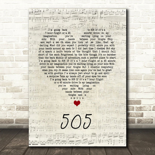 Arctic Monkeys 505 Script Heart Song Lyric Quote Music Poster Print - Canvas Print Wall Art Decor