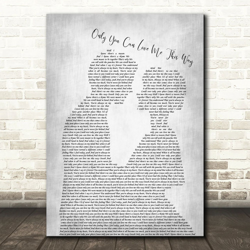 Keith Urban Only You Can Love Me This Way Man Lady Bride Groom Wedding Grey Song Lyric Quote Music Poster Print - Canvas Print Wall Art Decor