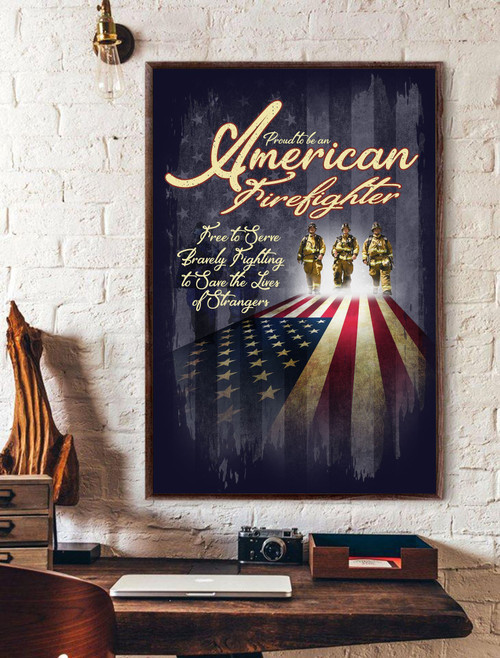 American Proud Firefighter Canvas And Poster - Wall Decor Visual Art