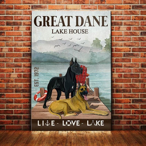 Great Dane Dog Canvas And Poster Lake House - Art Print - Home Decor - Room Decor - Wall Art