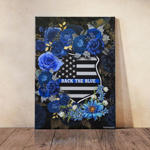 Back The Blue Police Officer Canvas And Poster Wall Art - Wall Decor