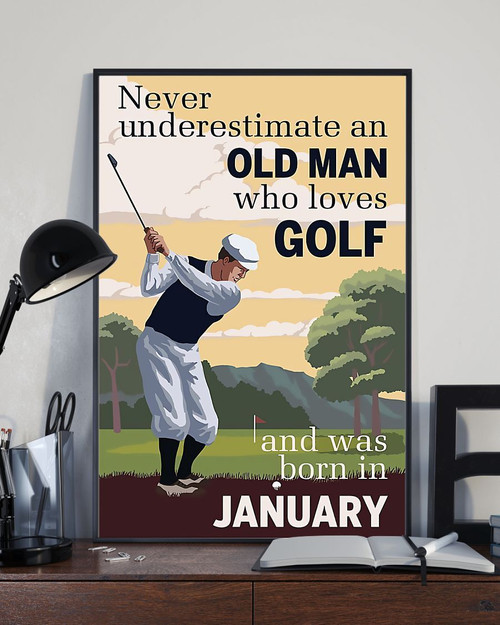 An Old Man Who Loves Golf And Was Born In January Vertical Canvas And Poster - Wall Decor Visual Art