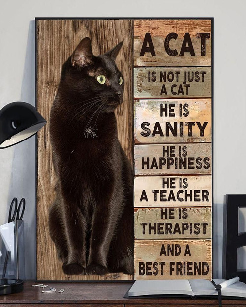 A Cat Is Not Just A Cat He Is Sanity Happiness Teacher Therapist Best Friend Canvas And Poster - Wall Decor Visual Art