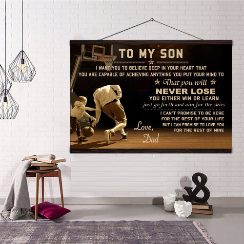 Basketball Hanging Canvas Dad to Son Never Lose I love you for the rest of mine wall decor visual art