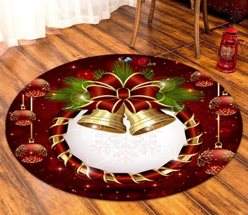 3D Bells 66025 Christmas Round Rug - Round Carpet Home Decor Xmas