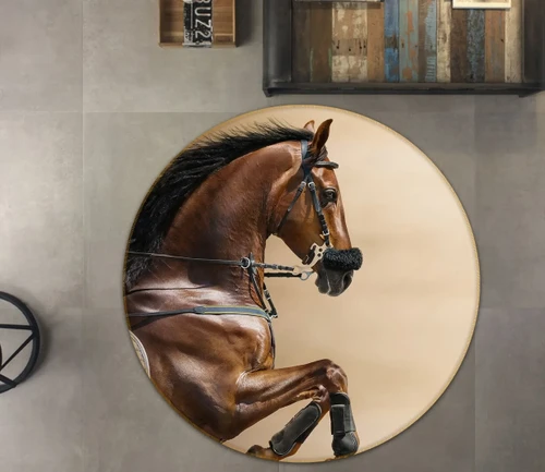 3D Horse Running Animal Art Round Rug - Round Carpet Home Decor