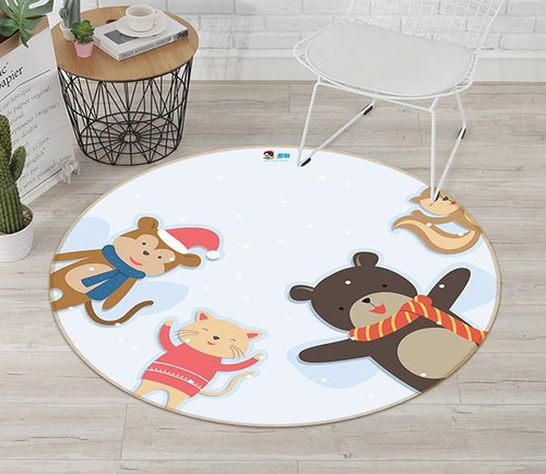 3D Cartoon Bear 003 Round Rug - Round Carpet Home Decor