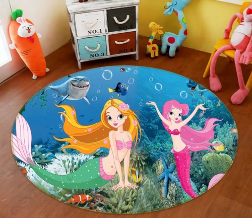 3D Mermaid Under Sea 72250 Round Rug - Round Carpet Home Decor