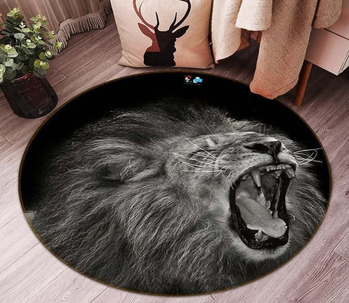 3D Laughing Lion 87 Round Rug - Round Carpet Home Decor