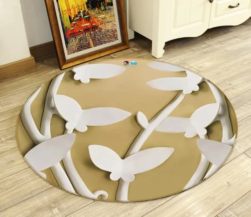 3D Embossed Butterfly 74020 Round Rug - Round Carpet Home Decor