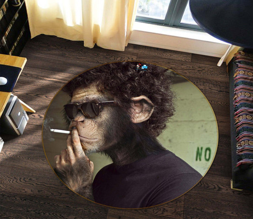 3D Monkey Smoking 72288 Round Rug - Round Carpet Home Decor