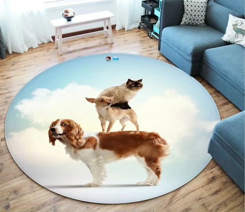 3D Cats And Dogs 2834 Round Rug - Round Carpet Home Decor
