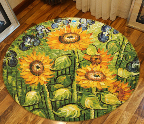 3D Oil Painting Sunflower 81004 Round Rug - Round Carpet Home Decor