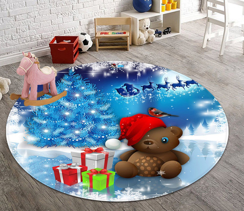3D Bear Doll Gift Box 105 Round Rug - Round Carpet Home Decor