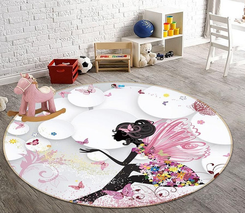 3D Butterfly Elf 66159 Round Rug - Round Carpet Home Decor